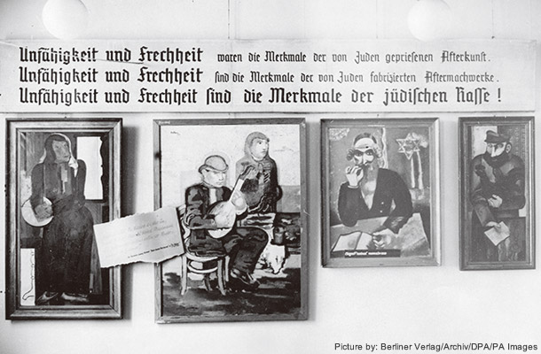 ナチスによって没収された作品は、「退廃芸術展」に出品されてドイツ国内を巡回したほか、党の資金集めのために国外で売却されたり、一部はベルリンで焼却されたりした