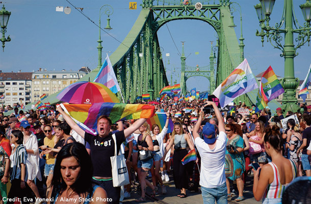 6月28日、ブダペストで実施されたLGBTなど性的少数者の権利を擁護するパレード