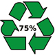 Recyclingsymbol mit Prozentangabe 